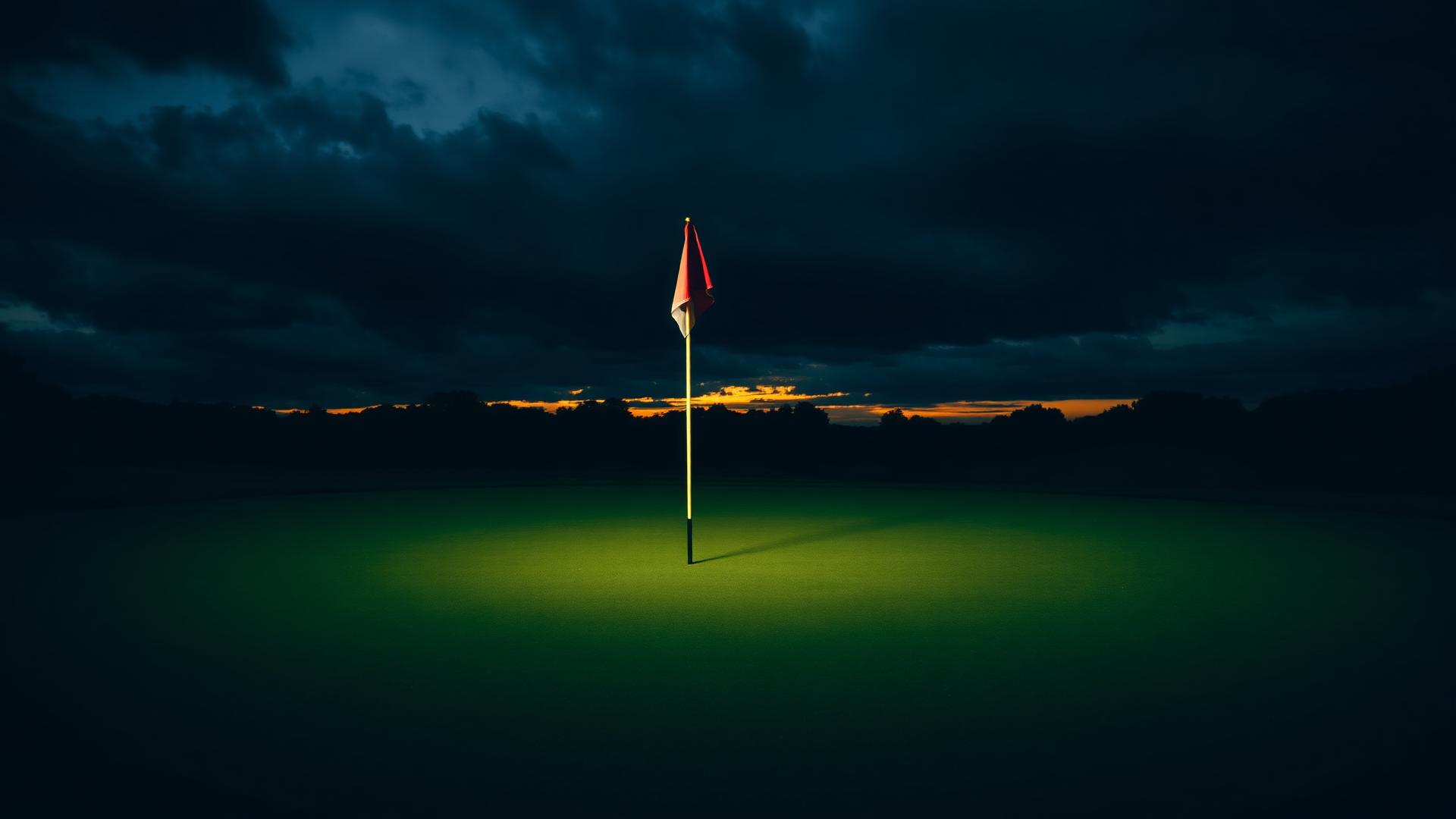 Championship green at dusk